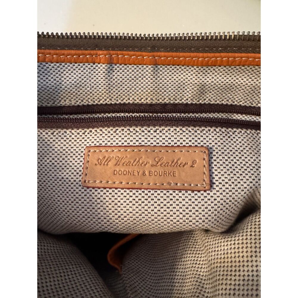 Dooney and Bourke Orange/Tan Pebbled Leather O-Ring Slouch Hobo Bag - Picture 7 of 8